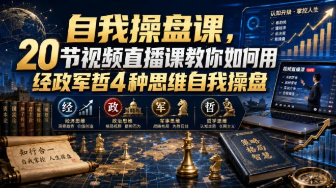 自我操盘课，20节视频直播课教你如何用经政军哲4种思维自我操盘-副业吧