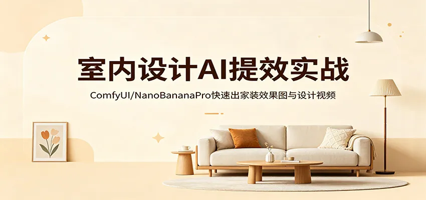 室内设计AI提效实战：ComfyUI/NanoBananaPro快速出家装效果图与设计视频-副业吧